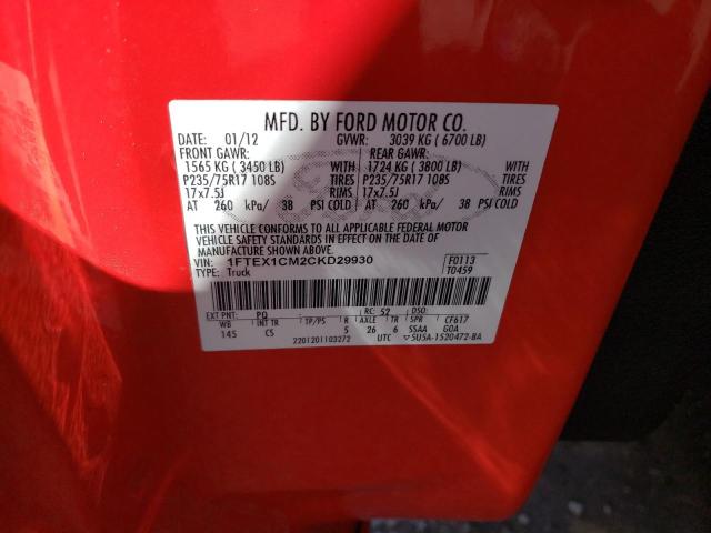 Photo 10 from auction – 2012 FORD F150 SUPER with VIN 1FTEX1CM2CKD29930