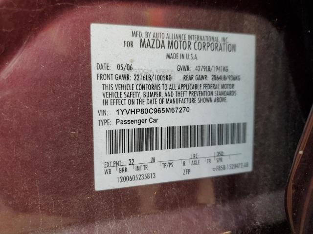 Photo 10 from auction – 2006 MAZDA 6 with VIN 1YVHP80C965M67270