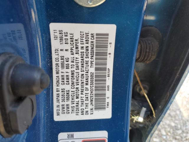 Photo 10 from auction – 2012 HONDA INSIGHT with VIN JHMZE2H37CS003052