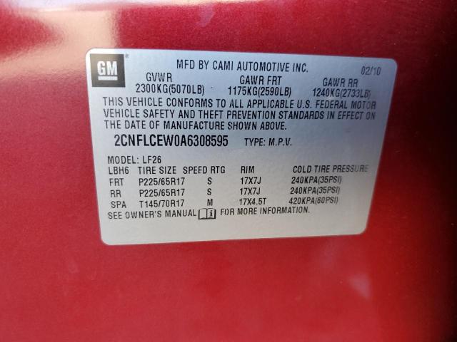 Photo 10 from auction – 2010 CHEVROLET EQUINOX LS with VIN 2CNFLCEW0A6308595