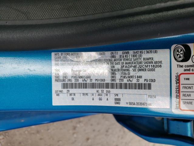 Photo 10 from auction – 2012 FORD FIESTA SE with VIN 3FADP4EJ2CM118208