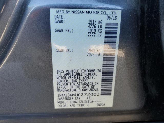 Photo 10 from auction – 2018 NISSAN ALTIMA 2.5 with VIN 1N4AL3AP4JC272002
