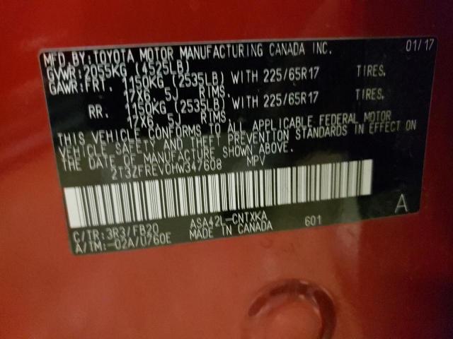 Photo 10 from auction – 2017 TOYOTA RAV4 LE with VIN 2T3ZFREV0HW347608