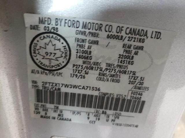 Photo 10 from auction – 1998 FORD F150 with VIN 2FTZX17W3WCA71536