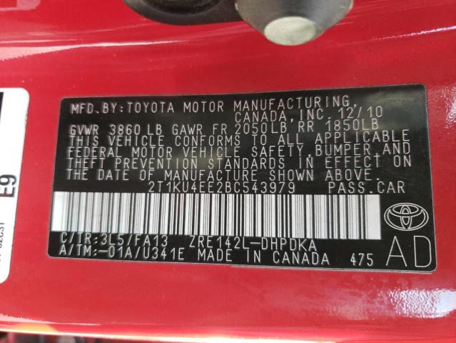 Photo 10 from auction – 2011 TOYOTA COROLLA MA with VIN 2T1KU4EE2BC543979