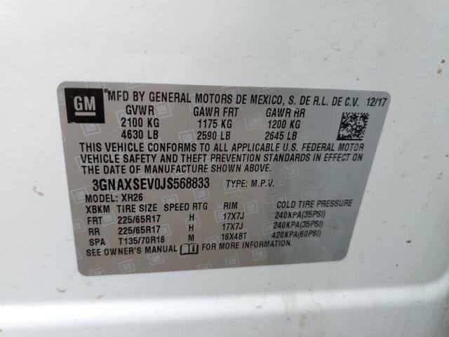 Photo 10 from auction – 2018 CHEVROLET EQUINOX LT with VIN 3GNAXSEV0JS568833