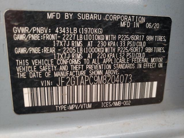 Photo 10 from auction – 2021 SUBARU CROSSTREK with VIN JF2GTAPC9M8204073