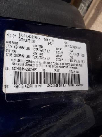 Photo 10 from auction – 2003 DODGE RAM 1500 S with VIN 1D7HU18N43S125921
