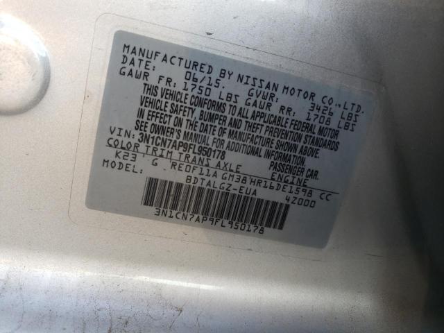 Photo 10 from auction – 2015 NISSAN VERSA S with VIN 3N1CN7AP9FL950178