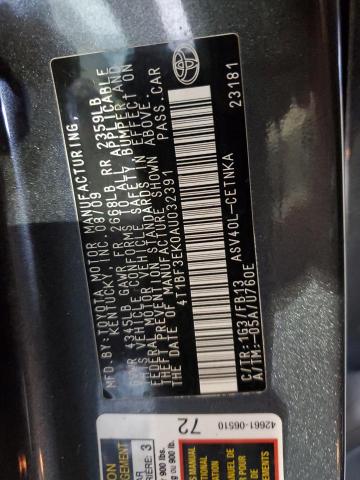 Photo 10 from auction – 2010 TOYOTA CAMRY BASE with VIN 4T1BF3EK0AU032391