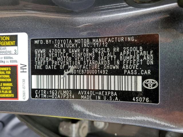 Photo 10 from auction – 2013 TOYOTA AVALON HYB with VIN 4T1BD1EB7DU001492