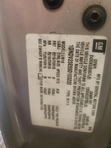 Photo 10 from auction – 2005 CHEVROLET VENTURE LS with VIN 1GNDV23E55D103220