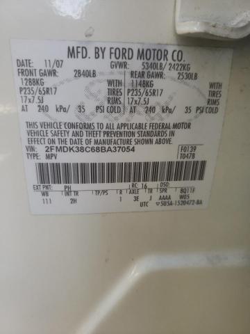Photo 10 from auction – 2008 FORD EDGE SEL with VIN 2FMDK38C68BA37054