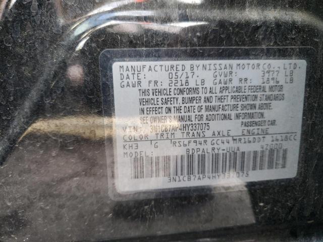 Photo 10 from auction – 2017 NISSAN SENTRA SR with VIN 3N1CB7AP4HY337075