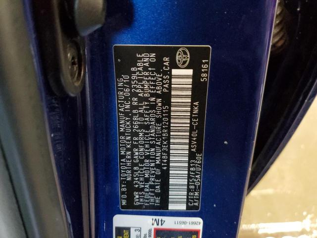 Photo 10 from auction – 2011 TOYOTA CAMRY BASE with VIN 4T4BF3EK1BR120115