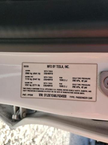 Photo 10 from auction – 2020 TESLA MODEL 3 with VIN 5YJ3E1EA8LF634930
