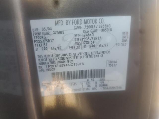 Photo 10 from auction – 2004 FORD F150 with VIN 1FTPX14594NC13818