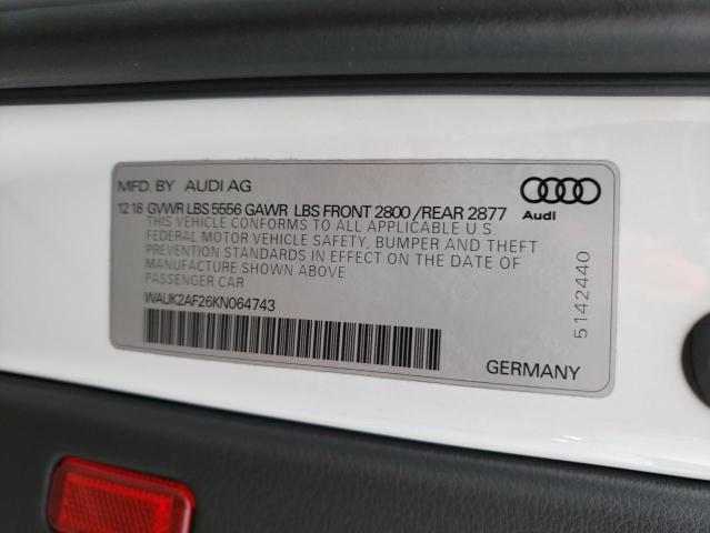 Photo 12 from auction – 2019 AUDI A6 PREMIUM with VIN WAUK2AF26KN064743