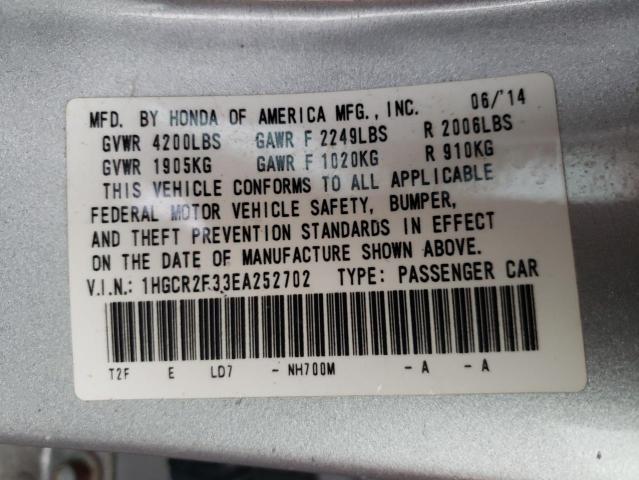 Photo 10 from auction – 2014 HONDA ACCORD LX with VIN 1HGCR2F33EA252702
