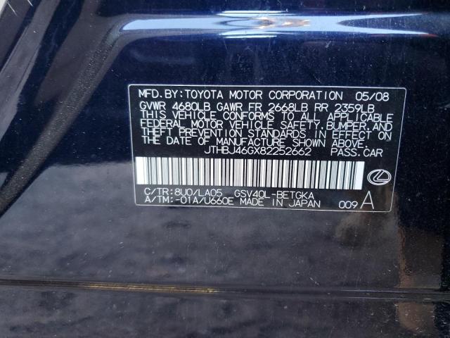 Photo 10 from auction – 2008 LEXUS ES 350 with VIN JTHBJ46GX82252662