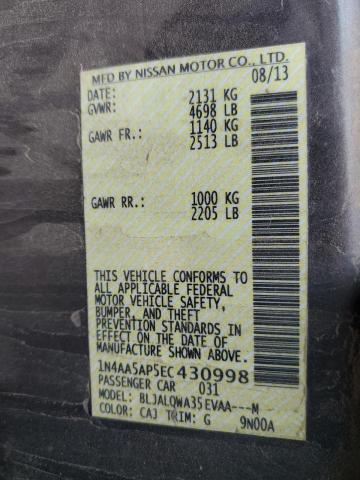 Photo 10 from auction – 2014 NISSAN MAXIMA S with VIN 1N4AA5AP5EC430998