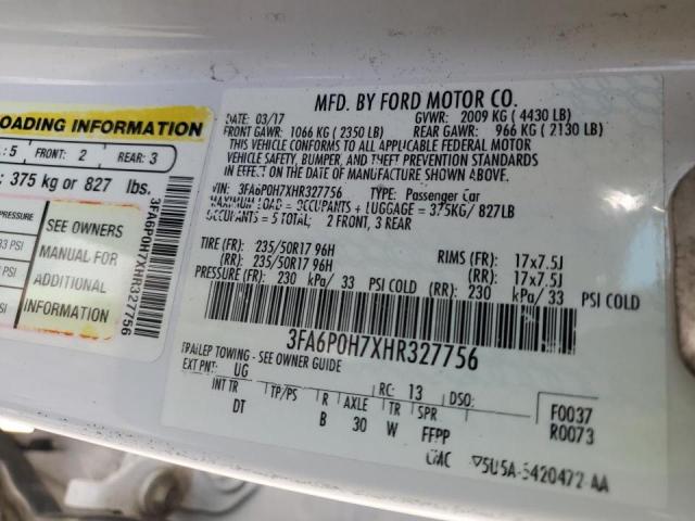 Photo 10 from auction – 2017 FORD FUSION SE with VIN 3FA6P0H7XHR327756