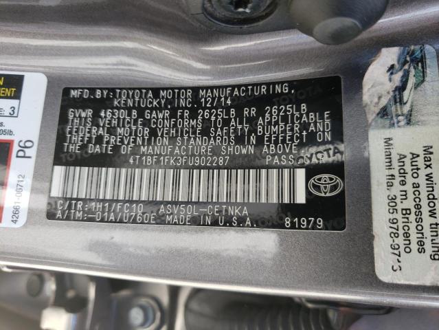 Photo 10 from auction – 2015 TOYOTA CAMRY LE with VIN 4T1BF1FK3FU902287