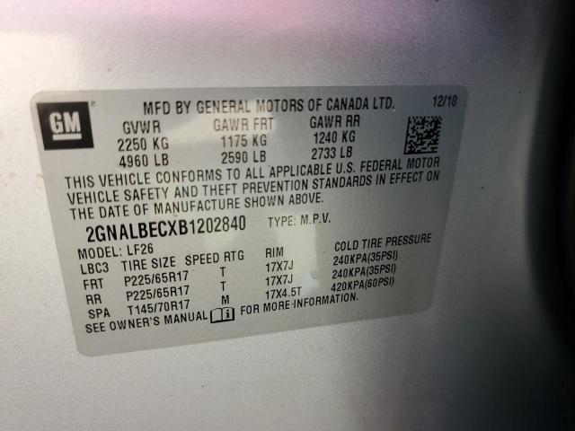 Photo 10 from auction – 2011 CHEVROLET EQUINOX LS with VIN 2GNALBECXB1202840