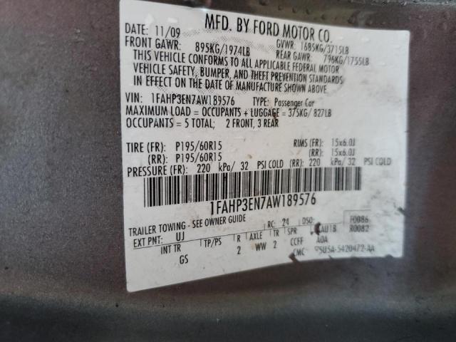 Photo 10 from auction – 2010 FORD FOCUS S with VIN 1FAHP3EN7AW189576