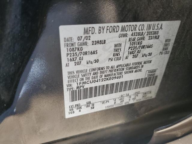 Photo 10 from auction – 2002 FORD ESCAPE XLT with VIN 1FMCU04122KE09401