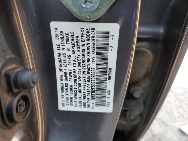 Photo 10 from auction – 2014 HONDA CIVIC LX with VIN 19XFB2F53EE078337