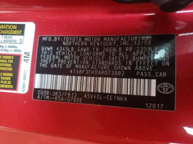 Photo 10 from auction – 2010 TOYOTA CAMRY BASE with VIN 4T4BF3EK0AR073982