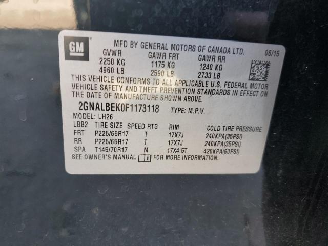 Photo 10 from auction – 2015 CHEVROLET EQUINOX LT with VIN 2GNALBEK0F1173118