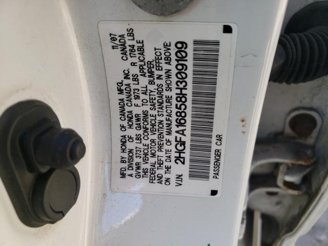 Photo 10 from auction – 2008 HONDA CIVIC EX with VIN 2HGFA16858H309109