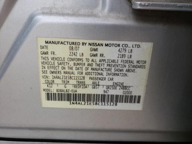 Photo 10 from auction – 2008 NISSAN ALTIMA 2.5 with VIN 1N4AL21E58C115128