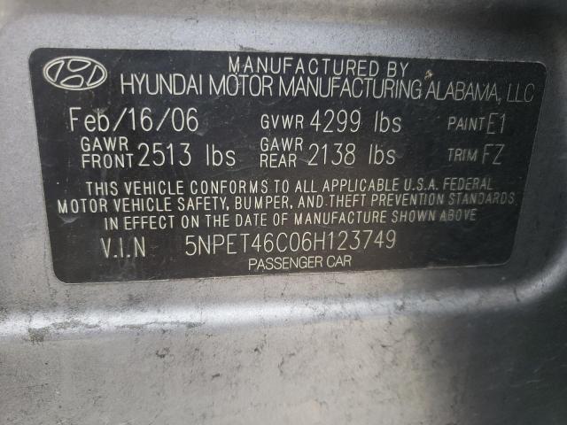 Photo 12 from auction – 2006 HYUNDAI SONATA GL with VIN 5NPET46C06H123749