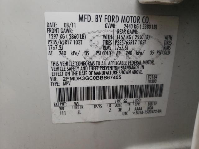 Photo 10 from auction – 2011 FORD EDGE SE with VIN 2FMDK3GC0BBB67405