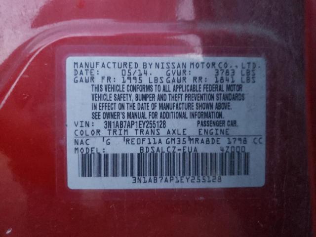 Photo 10 from auction – 2014 NISSAN SENTRA S with VIN 3N1AB7AP1EY255128