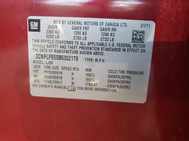 Photo 10 from auction – 2011 CHEVROLET EQUINOX LT with VIN 2CNFLFE55B6352179