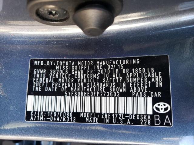 Photo 10 from auction – 2015 TOYOTA COROLLA L with VIN 5YFBURHE0FP273603