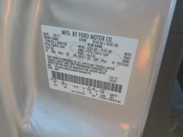 Photo 10 from auction – 2011 FORD ESCAPE XLT with VIN 1FMCU0DG2BKB64670