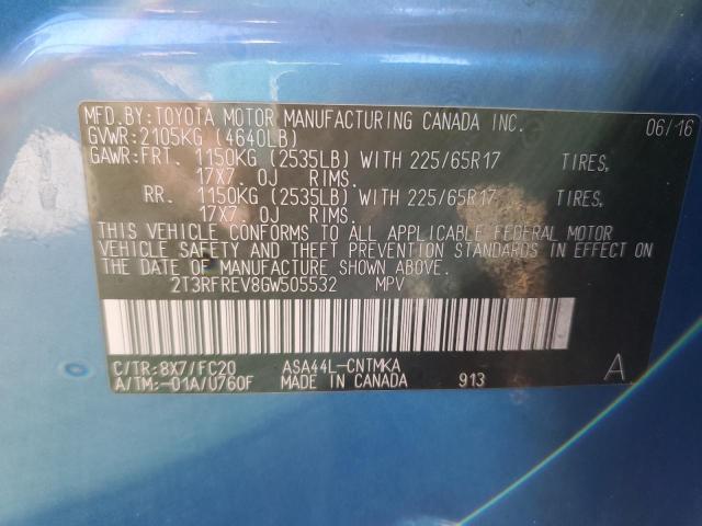 Photo 10 from auction – 2016 TOYOTA RAV4 XLE with VIN 2T3RFREV8GW505532