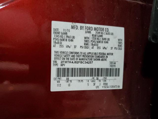 Photo 10 from auction – 2015 FORD EDGE SEL with VIN 2FMTK4J82FBC34257