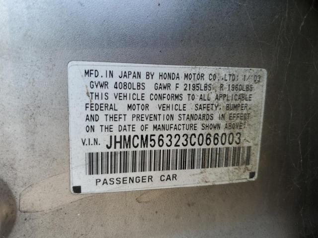 Photo 10 from auction – 2003 HONDA ACCORD LX with VIN JHMCM56323C066003