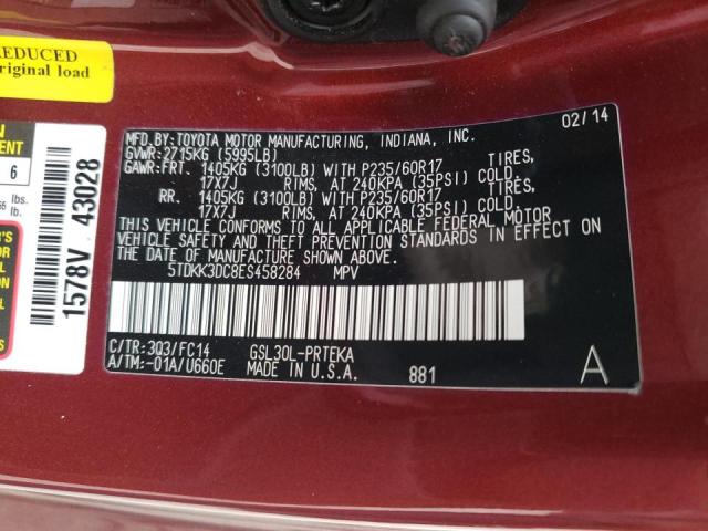Photo 10 from auction – 2014 TOYOTA SIENNA LE with VIN 5TDKK3DC8ES458284