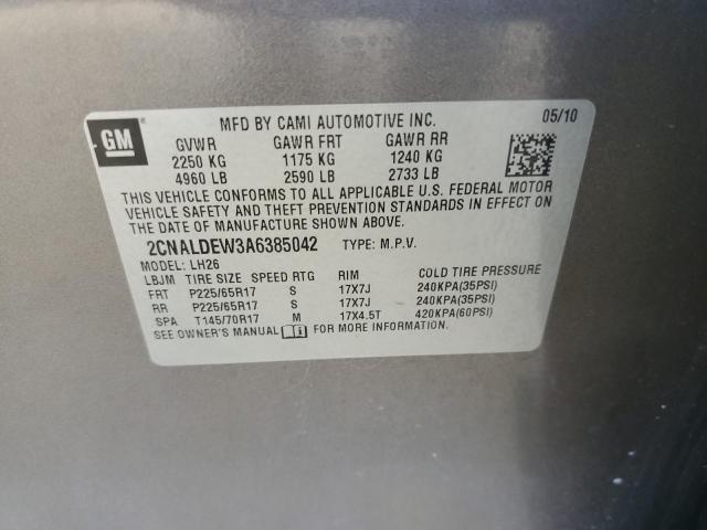 Photo 10 from auction – 2010 CHEVROLET EQUINOX LT with VIN 2CNALDEW3A6385042