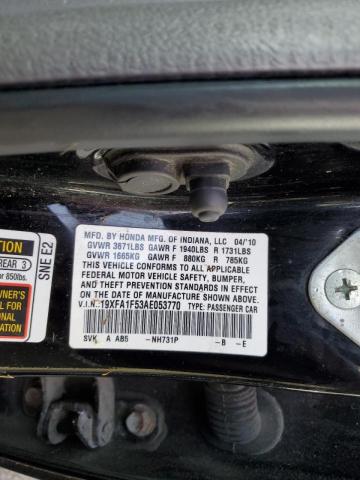 Photo 10 from auction – 2010 HONDA CIVIC LX with VIN 19XFA1F53AE053770