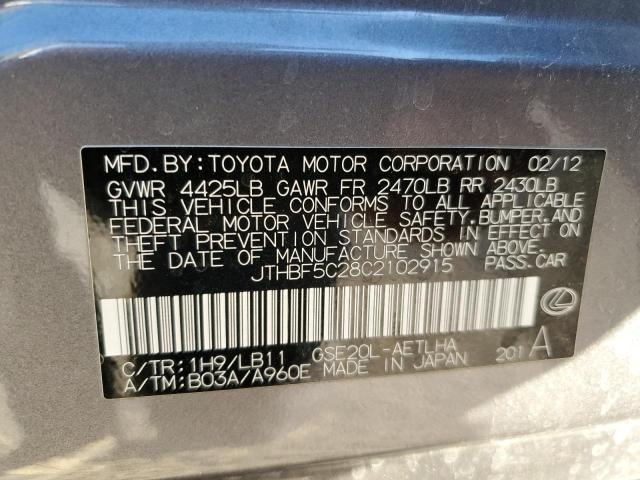 Photo 10 from auction – 2012 LEXUS IS 250 with VIN JTHBF5C28C2102915
