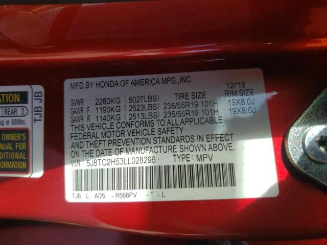 Photo 10 from auction – 2020 ACURA RDX TECHNO with VIN 5J8TC2H53LL028296
