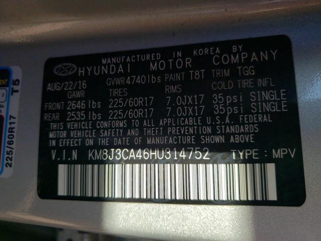 Photo 10 from auction – 2017 HYUNDAI TUCSON LIM with VIN KM8J3CA46HU314752